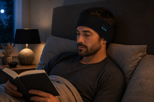 VEYLO Band wireless audio headband, cinematic studio shot